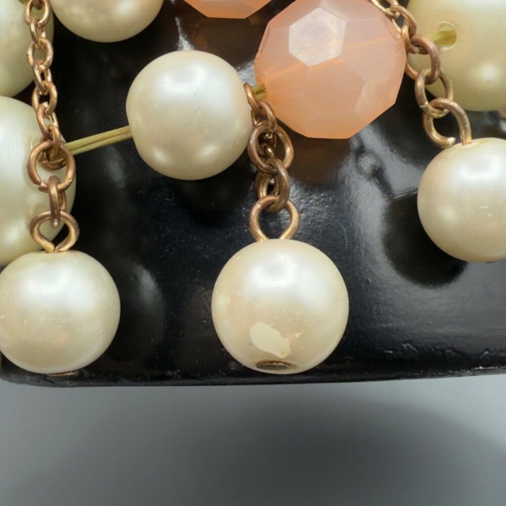 Vintage Faux Pearl Peach Beaded Stretch Bracelet READ - Picture 11 of 14